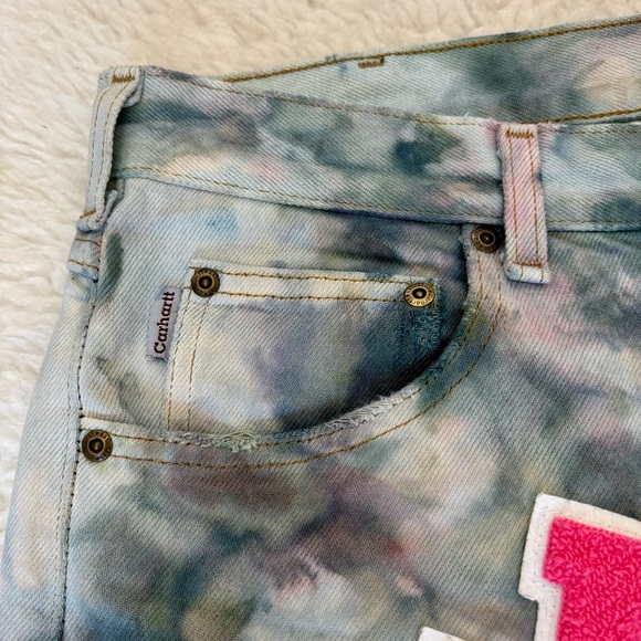 Carhartt Tie Dye w/ Patches Multicolor Men’s Straight leg Semi Distressed Jeans - Picture 6 of 16